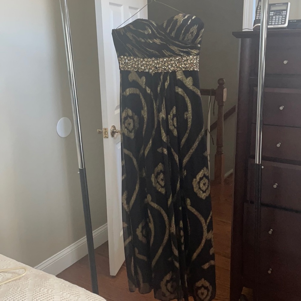 Black and gold evening gown